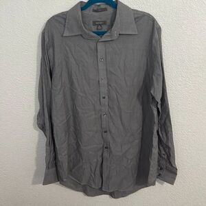 Merona-fitted long sleeve button down- gets and white striped-Size XL 17-17.5